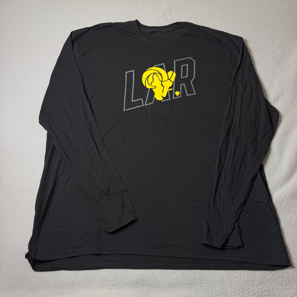 NFL Team Apparel Los Angeles Rams Long Sleeve T-Shirt Black Mens 3XL LAR Graphic